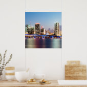 Illuminated skyline of downtown Miami at dusk Poster (Keuken)