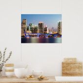 Illuminated skyline of downtown Miami at dusk Poster (Keuken)