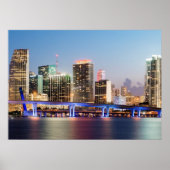 Illuminated skyline of downtown Miami at dusk Poster (Voorkant)