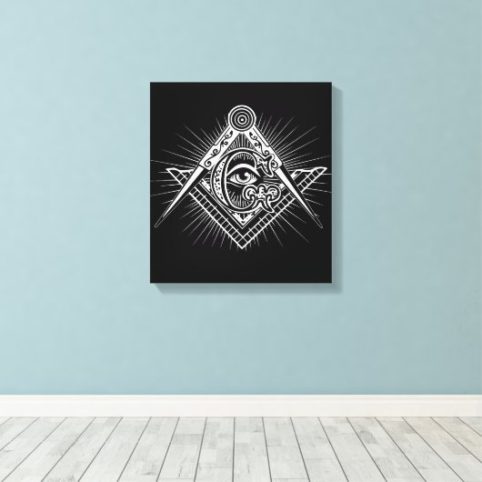 Illuminati All see Eye Freemason Symbol Canvas Afdruk (Insitu (Houten vloer))