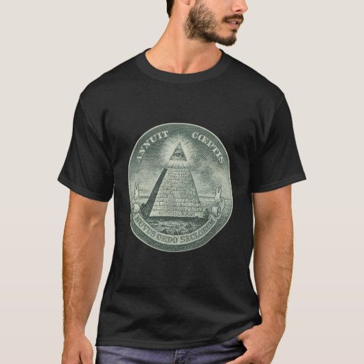Illuminati All-Seeing Eye Grappige Valuta Grafiek  T-shirt (Voorkant)