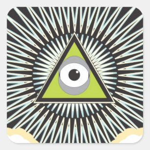 Illuminati Alle Zien Oog NWO Nieuwe Wereld Orde Vierkante Sticker