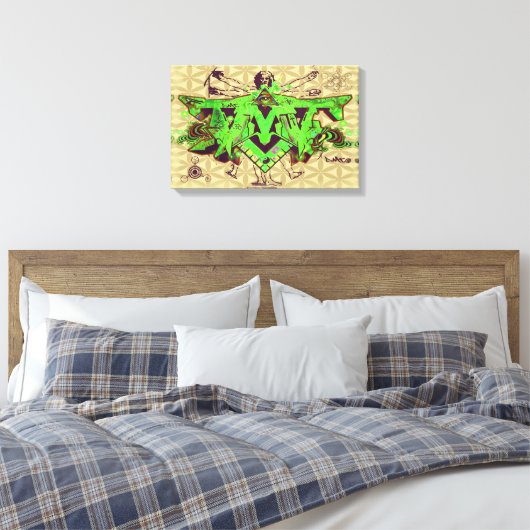 ILLUMINATI DMT GRAFFITI CANVAS FLOWER OF LIFE (Insitu (Slaapkamer))