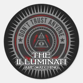 Illuminati kijken uit naar niemand vertrouwen ronde sticker