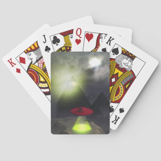 Illuminati-piramide en UFO-speelkaarten Pokerkaarten (Achterkant)