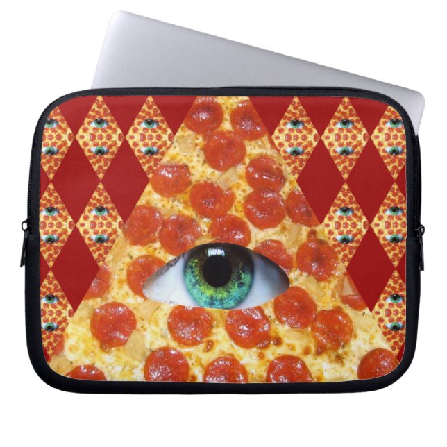 Illuminati Pizza Laptop Sleeve (Voorkant)