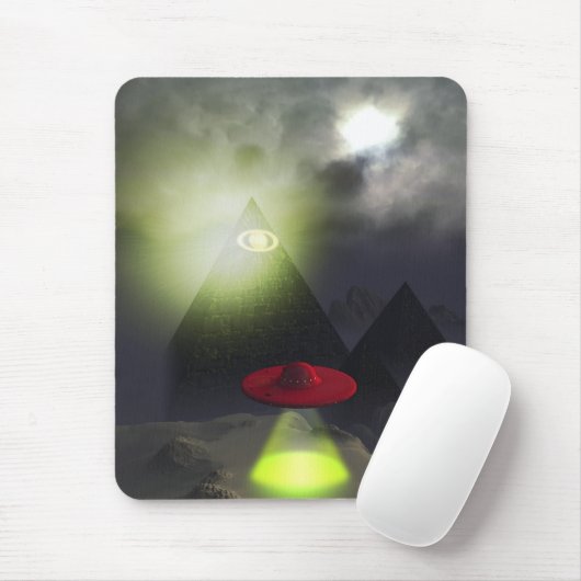 Illuminati Pyramid en UFO Mousepad Muismat (Met muis)