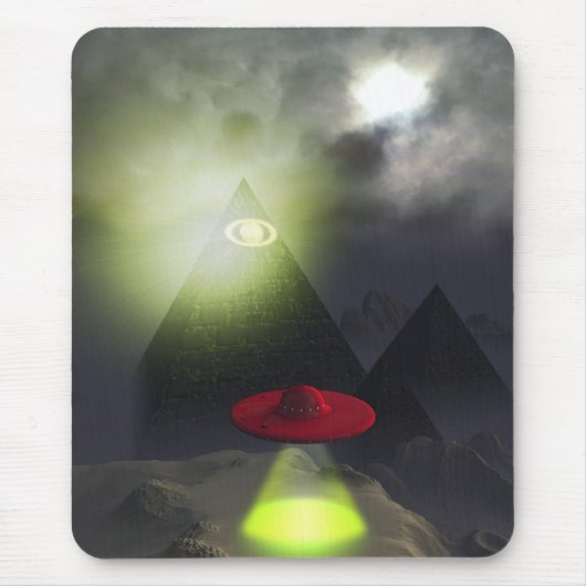 Illuminati Pyramid en UFO Mousepad Muismat (Voorkant)