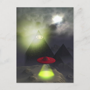 Illuminati Pyramide en UFO-Briefkaart Briefkaart