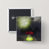 Illuminati Pyramide en UFO-Button Vierkante Button 5,1 Cm (Voorkant /achterkant)