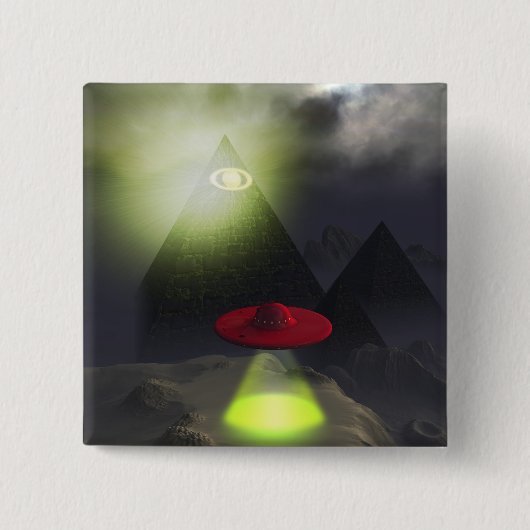 Illuminati Pyramide en UFO-Button Vierkante Button 5,1 Cm (Voorkant)