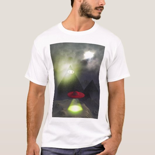 Illuminati Pyramide en UFO-Shirt T-shirt (Voorkant)