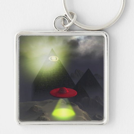 Illuminati Pyramide en UFO-Sleutelhanger Sleutelhanger (Voorkant)