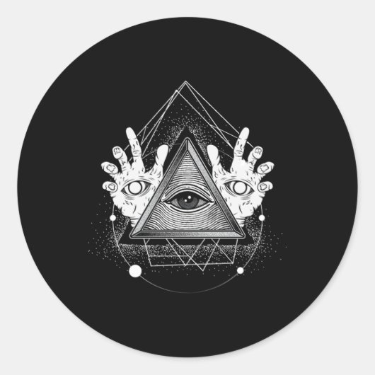 Illuminati symbool Masonic Triangle Pyramid Conspi Ronde Sticker (Voorkant)