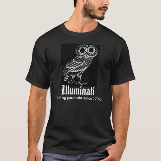 Illuminati, wit op zwart t-shirt (Voorkant)