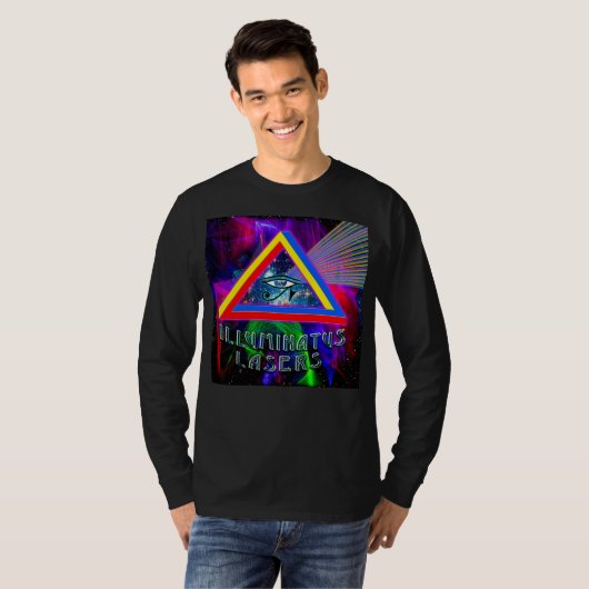 Illuminatus Lasers Logo met lange loop T-shirt (Voorkant volledig)