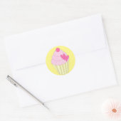 illusima Aardbei Cupcake Gele Sticker (Envelop)