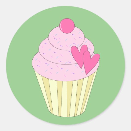 illusima Aardbei Cupcake Green Sticker (Voorkant)