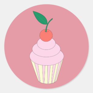 illusima Aardbei Cupcake Roze Ronde Sticker