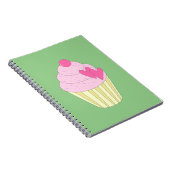 illusima Aardbeien Cupcake - Groene Achtergrond Notitieboek (Rechterzijde)