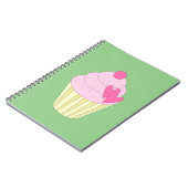 illusima Aardbeien Cupcake - Groene Achtergrond Notitieboek (Linkerzijde)
