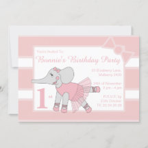 illusima Ballerina Elephant Baby Pink Birthday