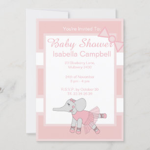 illusima Ballerina Elephant Baby Roze Baby shower Kaart
