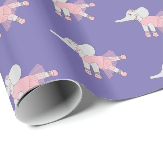 illusima Ballerina Elephant Paars Wrappapier Cadeaupapier (Rol Hoek)