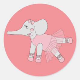 illusima Ballerina Elephant Peach Ronde Sticker