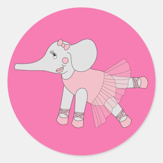 illusima Ballerina Elephant Ronde Sticker (Voorkant)