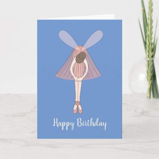 illusima Ballerina Fairy Blue Birthday Kaart (Voorkant)