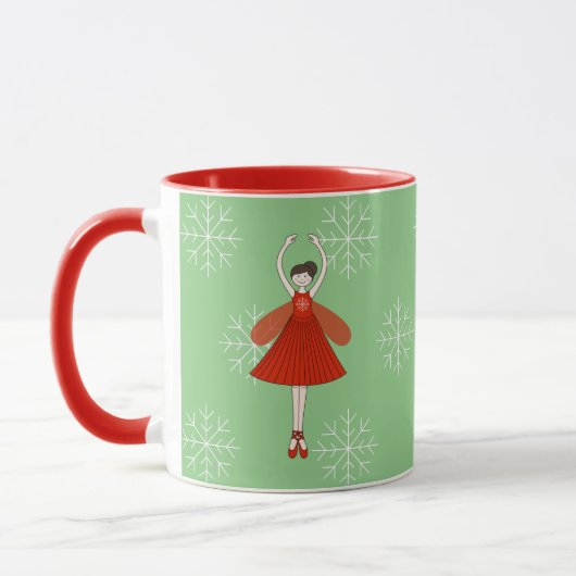 illusima Ballerina Fairy Christmas Snowflakes Mug Mok (Links)