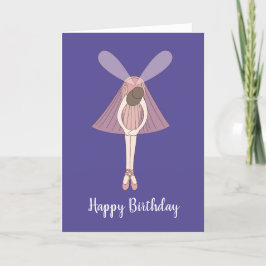 illusima Ballerina Fairy Dark Paarse Birthday Kaar Kaart