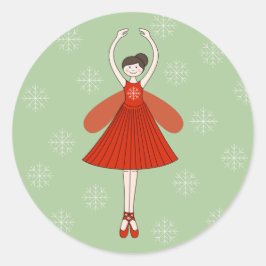 illusima Ballerina Fairy Kerstmis Snowflakes Ronde Sticker