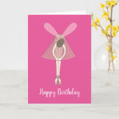 illusima Ballerina Fairy Pink Birthday Kaart (Gele Bloem)