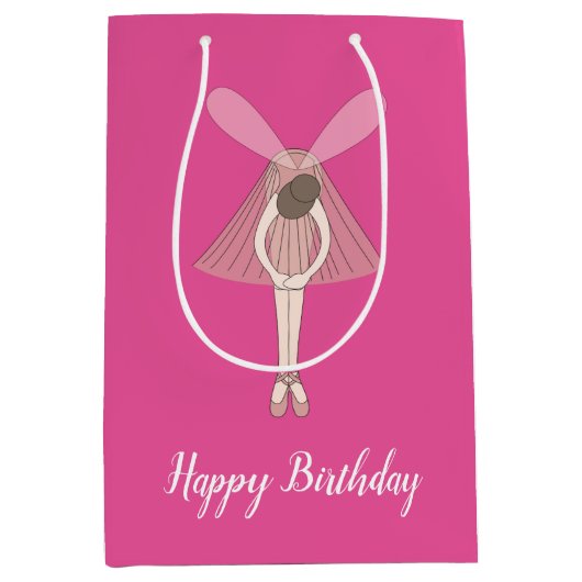 illusima ballerina fairy roze met tekst medium cadeauzakje (Voorkant)