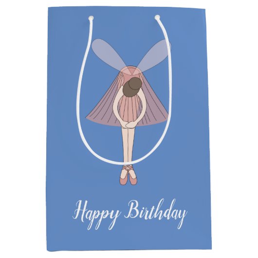 illusima ballerina fee blauw met tekst medium cadeauzakje (Voorkant)