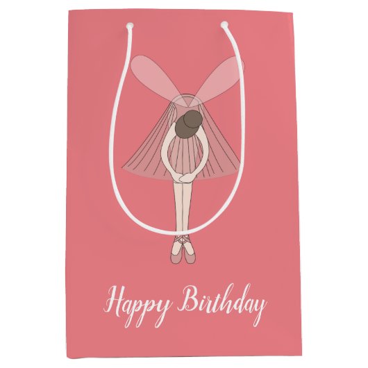 illusima ballerina fee perzik met tekst medium cadeauzakje (Voorkant)