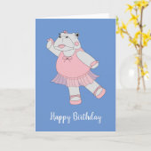 illusima Ballerina Hippo Blue Birthday Kaart (Gele Bloem)