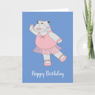 illusima Ballerina Hippo Blue Birthday Kaart