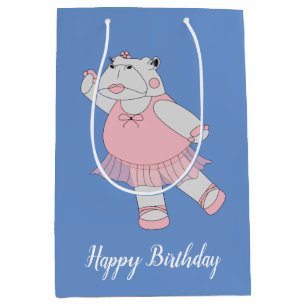 illusima Ballerina Hippo Blue met tekst Medium Cadeauzakje
