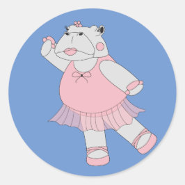 illusima Ballerina Hippo Blue Ronde Sticker