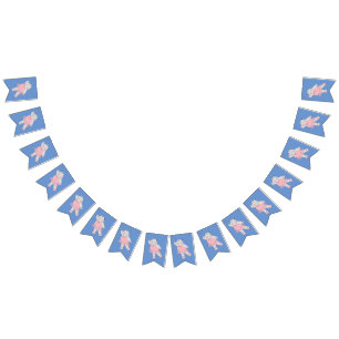 illusima Ballerina Hippo Blue Vlaggetjes