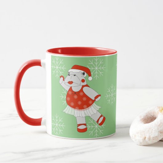 illusima Ballerina Hippo Christmas Snowflakes Mok (Met donut)