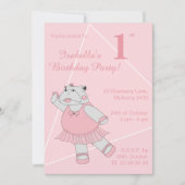 illusima Ballerina Hippo Girls Birthday Uitnodigin Kaart (Voorkant)
