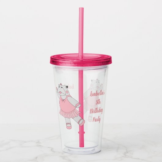 illusima ballerina hippo met tekst acryl drinkbeker (Voorkant)