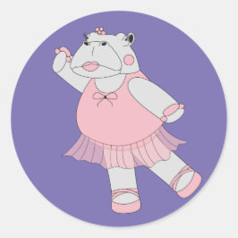 illusima Ballerina Hippo Paars Ronde Sticker