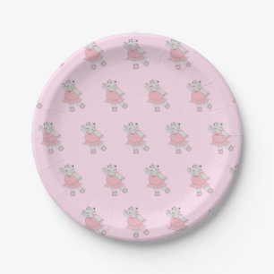 illusima ballerina hippo pastel roze papieren bordje