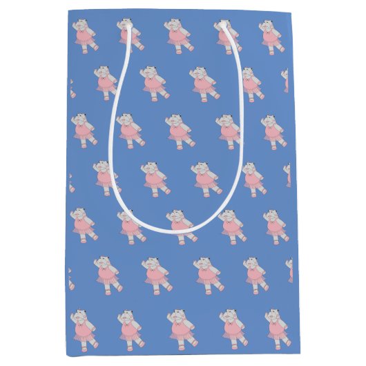 illusima Ballerina Hippo Pattern Blue Medium Cadeauzakje (Voorkant)
