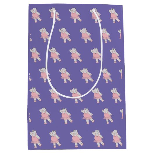 illusima Ballerina Hippo Pattern Paars Medium Cadeauzakje (Voorkant)